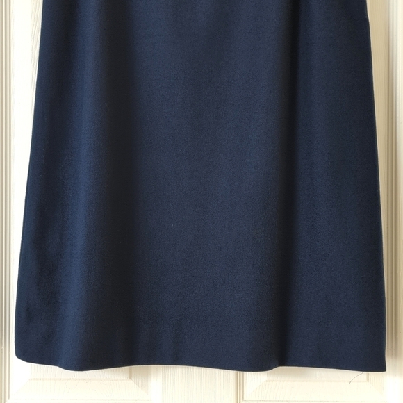 Pendleton 80's Vintage 100% Wool Classic High Waisted A-Line Midi Skirt Navy 14 - Picture 7 of 13